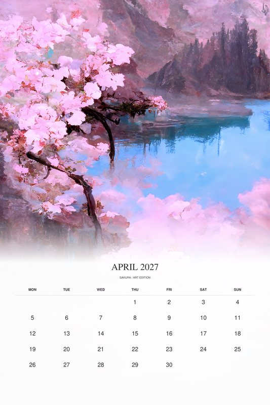 April 2027 page of the Sakura 2027 Art Edition calendar
