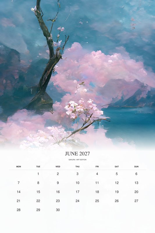 June 2027 page of the Sakura 2027 Art Edition calendar