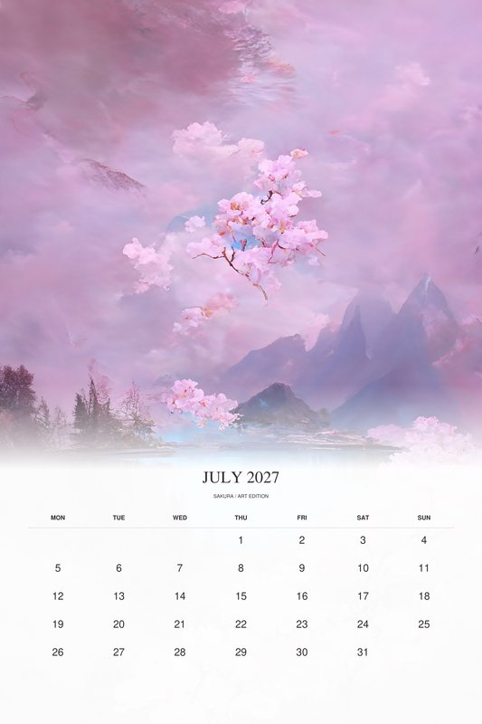 July 2027 page of the Sakura 2027 Art Edition calendar