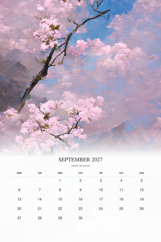 September 2027 page of the Sakura 2027 Art Edition calendar