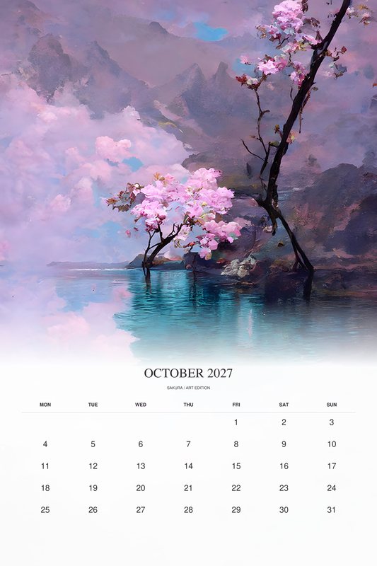 October 2027 page of the Sakura 2027 Art Edition calendar