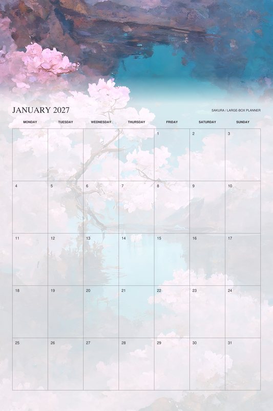 January 2027 page of the Sakura 2027 Large-Box Planner calendar