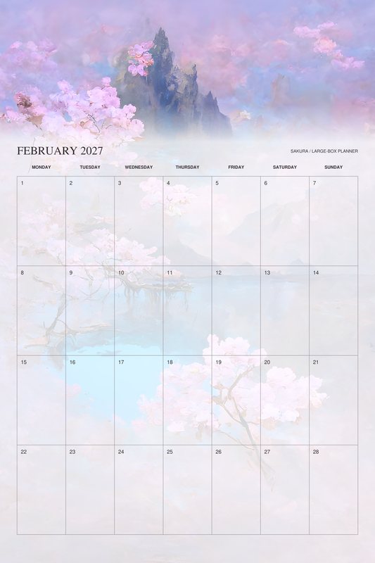 February 2027 page of the Sakura 2027 Large-Box Planner calendar