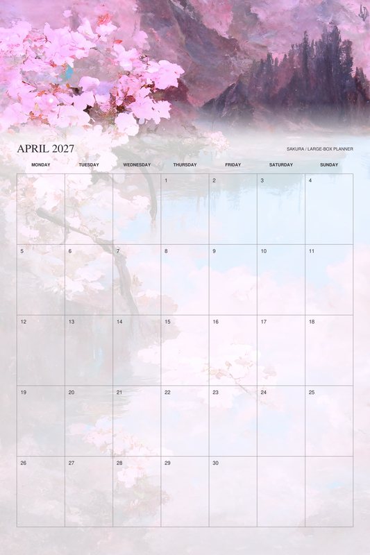 April 2027 page of the Sakura 2027 Large-Box Planner calendar