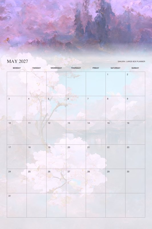 May 2027 page of the Sakura 2027 Large-Box Planner calendar