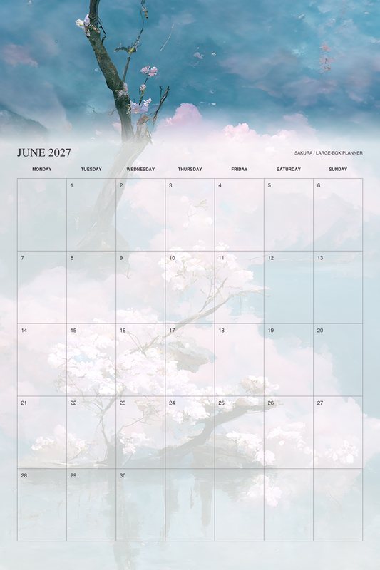 June 2027 page of the Sakura 2027 Large-Box Planner calendar