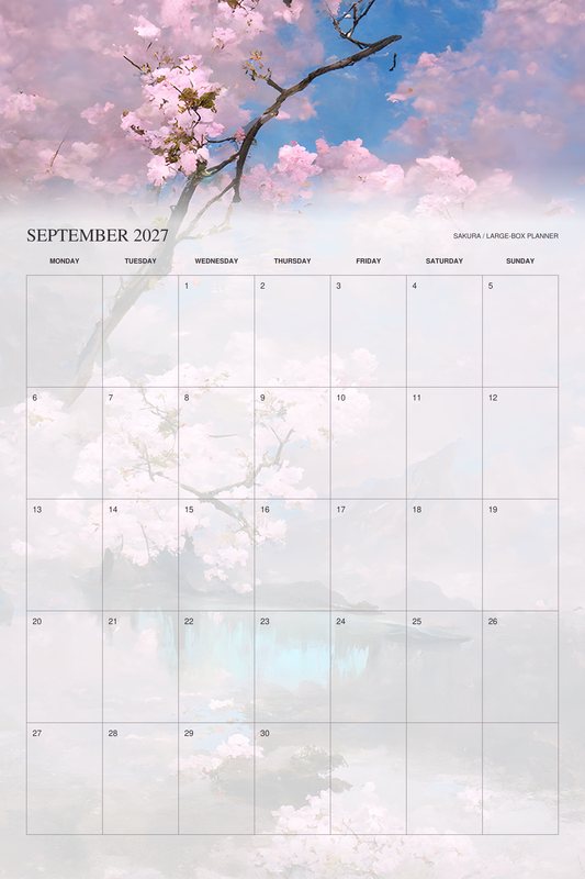 September 2027 page of the Sakura 2027 Large-Box Planner calendar