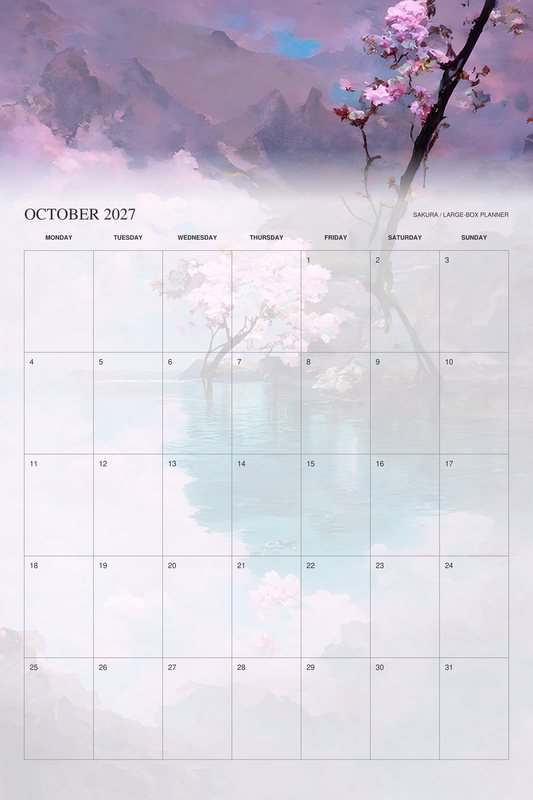 October 2027 page of the Sakura 2027 Large-Box Planner calendar