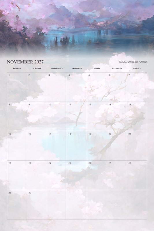 November 2027 page of the Sakura 2027 Large-Box Planner calendar
